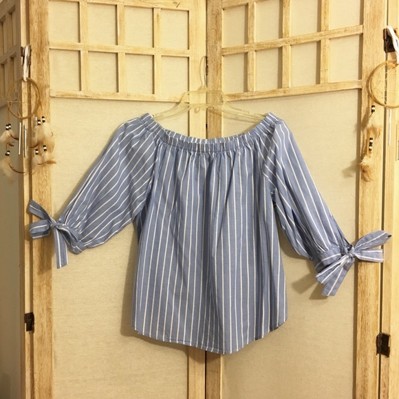 H&M Tops - H&M Off the Shoulder Striped Blouse